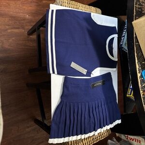 Sandro Navy and White Skirt Set